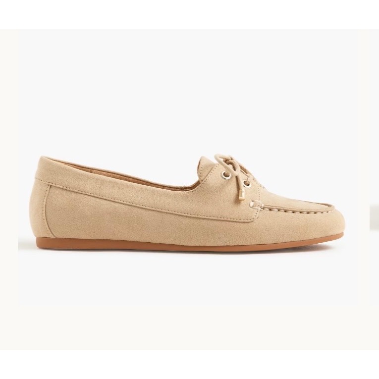 J.Crew Factory Womens Boat Shoes 10 Faux Suede Preppy Coastal Light Khaki